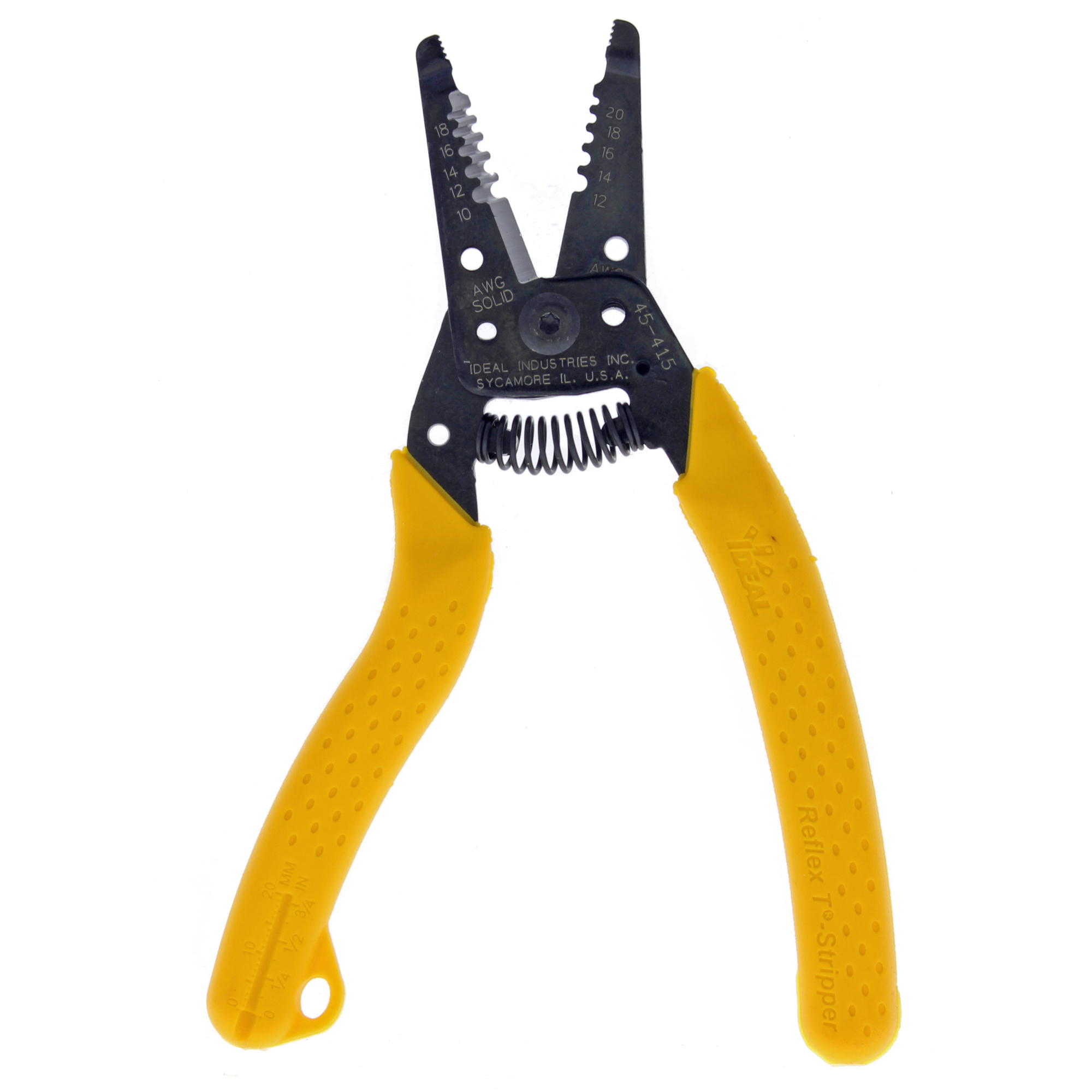 IDEAL, Reflex™ Premium T®-Stripper T®-5 Wire Strippers, accurate stripping of 10-18 AWG solid and 12-20 AWG stranded wire, Ergonomic design, Shear-cut 6/32 and 8/32 bolt cutter, Locking mechanism, made in the USA, 45